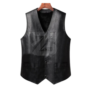 Veste en cuir et velours côtelé épaisse et chaude pour homme, col en V, imperméable, réversible, pour l'hiver - Product Image 1