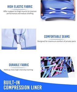 Shorts de bain pour hommes à imprimé géométrique, séchage rapide, respirants, extensibles dans 4 directions, avec cordon de serrage, décontractés, longueur courte, taille mi-haute - Product Image 2