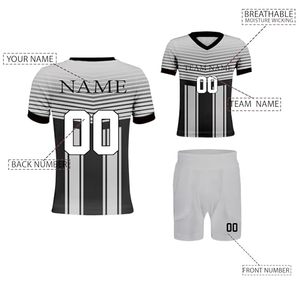 เสื้อฟุตบอลแบบซับลิเมชั่นสั่งทำพิเศษ 100% โพลีเอสเตอร์ คอวี สำหรับผู้ใหญ่ ชุดยูนิฟอร์มฟุตบอลครบชุด ขายส่ง ชุดสโมสร สั่งทำได้ - Product Image 2