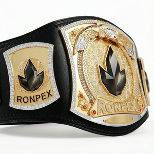 เข็มขัดแชมป์สั่งทำพิเศษ Ronpex International ขายส่ง หนา 1 ซม. ทำจากทองเหลือง ซิงค์ และสายหนัง อุปกรณ์ศิลปะการต่อสู้ - Product Image 3