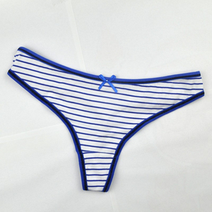 Strings en coton sexy pour femmes, confortables pour un usage quotidien, taille mi-haute, couleur unie, lingerie avec logo, fines bretelles, design sans couture, tricoté - Product Image 1