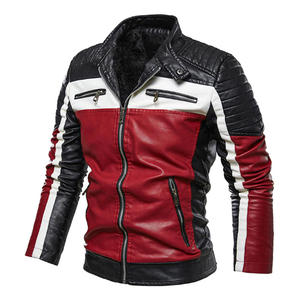 Nueva Chaqueta de Cuero Sintético para Hombre, Estilo Casual, Motociclista, Piloto, con Bloques de Color, a la Moda - Product Image 2