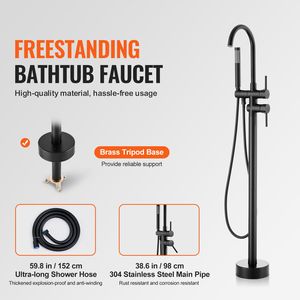 Rubinetto per vasca da bagno a pavimento con beccuccio girevole a 360° e miscelatore doccia, 2 modalità di erogazione dell'acqua, per applicazioni in ville - Product Image 2