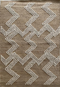 Tapis rayé en laine et jute naturelle non teinte, tissé à la main, texture épaisse, design moderne pour salon ou hôtel, prix d'usine - Product Image 3