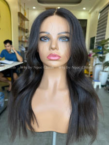 Vente en gros 100% Extension de cheveux humains vietnamiens Super Double dessiné Vierge Texture ondulée Lace Front Perruque avec Style de vague naturelle - Product Image 5