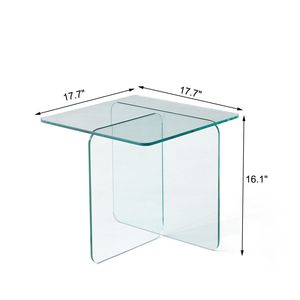 Small Tempered <b>Clear</b> Glass Night Stand Tea <b>Table</b> Coffee <b>Table</b>-Durable and Elegant SideTable - Product Image 6