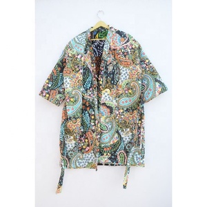 Bata de algodón estilo bohemio para mujer, bata kimono con estampado floral de paisley, bata ligera, bata de baño estampada, bata para damas de honor. - Product Image 1
