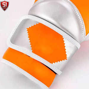 SUMROOS SI Boxing <b>Gloves</b> <b>Silver</b> Orange Leather Adjustable Wrist Strap Durable Protective Comfortable Boxing Sets Training Gear - Product Image 5