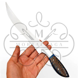 Handmade D2 Steel Fishing Fillet Knife – <b>Pine</b> Cone <b>Resin</b> Handle, Leather Sheath Tool - Product Image 3