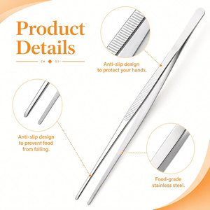 Pince alimentaire SIGAL MEDCO en acier inoxydable de 11,8 pouces - Conception respirante, compatible lave-vaisselle pour la cuisson, la grillade, le barbecue et l'utilisation en cuisine - Product Image 2