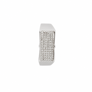 925 Sterling <b>Silver</b> <b>Mens</b> Diamond Pave Rectangle Signet <b>Ring</b> Minimalist Bold Design High Polish Finish Wedding Party Daily Wear G - Product Image 1