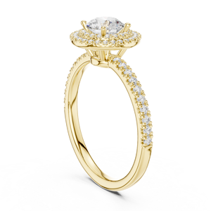 แหวนเพชรทรงกลมเพาะเลี้ยงในห้องปฏิบัติการ ทอง 14K 18K ประดับเพชรแบบดับเบิ้ลฮาโล 1.16 กะรัต DEF VVS เครื่องประดับสั่งทำพิเศษ แหวนแต่งงานเจ้าสาว ODM - Product Image 4