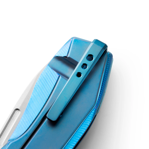 Couteaux pliants bleus avec manche métallique lisse et lame à pointe tombante argentée, dotés d'un clip de poche, pour le camping en plein air et l'usage quotidien - Product Image 4