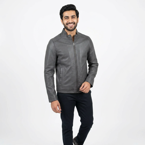 Autumn Casual <b>Men's</b> Leather <b>Jackets</b> with Front Logo GW-526 Brand Clothing OEM Knitted <b>Denim</b> Canvas with Biker <b>jacket</b> for <b>men</b> - Product Image 1