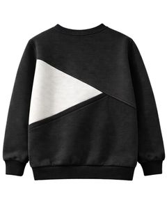 Sweat-shirt personnalisé noir et blanc pour femme, col rond, coupe décontractée, oversize, hiver, mode sur mesure - Product Image 2