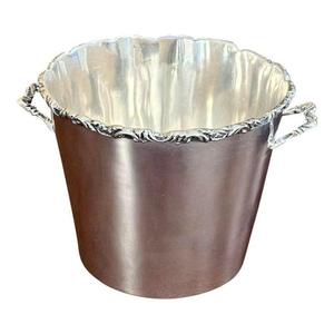 Enfriador de vino champán hecho a mano, cubo de hielo de gran capacidad para eventos, acabado plateado - Product Image 6