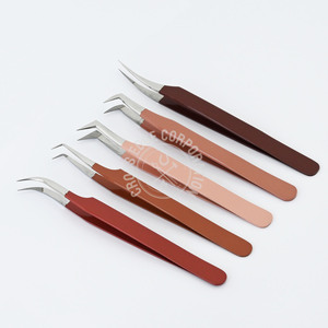 Custom J Curved Eyelash Tweezers Isolation Lash Tweezer Classic Individual Lashes Extension Tweezers Nude Color Rust-Free - Product Image 1