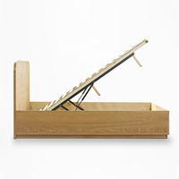 Cadre de lit en bois en gros avec rangement relevable, espace de rangement profond, lit en bois de pin avec rangement à angle de 45 degrés