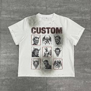 Custom Clothing Manufacturers 100% Cotton DTG Print Tee Heavyweight Oversized Boxy <b>Tshirt</b> Dirty Acid Wash Distressed T Shirt - Product Image 3