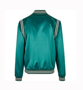 Veste universitaire pour homme vert émeraude, couleur unie, finition satinée, col rabattu, vêtement décontracté d'automne, coupe classique - Product Image 3