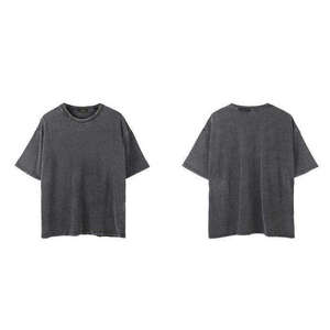 Camiseta Oversize para Hombre con Lavado Ácido, Estilo Streetwear de Algodón Desgastado, Camiseta Vintage de Alto Gramaje con Lavado, Top Oversize Negro con Logotipo Personalizado para Hombre - Product Image 6