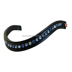 Diadema de cuero acolchada negra con canal vacío decorativo, con cristales y pedrería hechos a mano, la más vendida a precio mayorista - Product Image 5