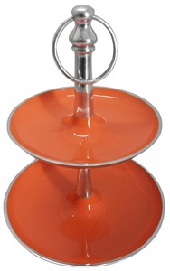 Round Stainless Steel Cake Stand With Fluted Edge And Chocolate Cake Display - Product Image 1