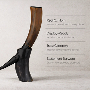 Handcrafted Drinking Horn <b>Crate</b> with Decorative Stand Medieval Viking Horn Mug Rustic <b>Beer</b> Cup Historical Tavern Barware Gift - Product Image 4