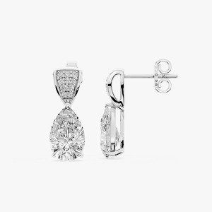 14K White Gold Diamond <b>Earrings</b> Pear and Round Lab Grown Diamond Pave Drop Stud <b>Earrings</b> Classic Wedding Jewelry for Women - Product Image 4