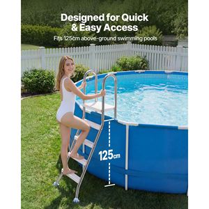 Scala per Piscina con Telaio in Acciaio Inox, 49.2 Pollici di Altezza, Scala per Piscina con Capacità di Carico di 330 Libbre, Materiale Plastico - Product Image 2