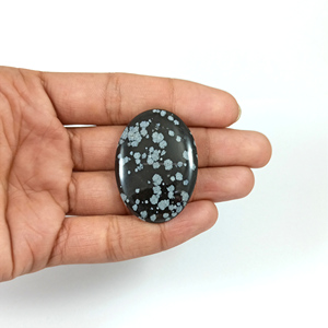 Obsidienne Flocon de Neige Naturelle, Pierre Précieuse en Vrac, Cabochon Volcanique Noir Poli de Haute Qualité, Pierre à Motif Blanc pour la Fabrication de Bijoux - Product Image 4