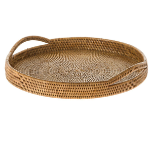Chic Rattan Serving Storage <b>Tray</b> With Handles For Coffee Snacks <b>Breakfast</b> Farmhouse Cane Serving <b>Tray</b> For Kitchenware Tableware - Product Image 5