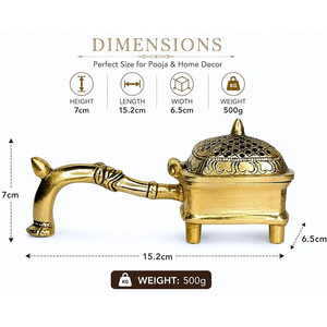 Tabletop Decorative Pure Brass Incense <b>Burner</b> Dragon Handle Gold Finished Home Aromatic Eco-Friendly <b>Fragrance</b> Meditation - Product Image 4