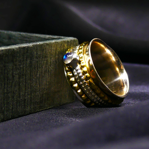 Party Wear 925 Sterling <b>Silver</b> Gold Plated Jewelry Moonstone Women Wear Spinner Classic <b>Ring</b> - Product Image 5