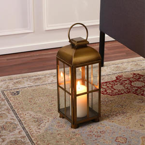 New Handmade Classic Stainless Steel <b>Set</b> of 2 Pieces Candle <b>Lanterns</b> in Brass Antique Finish for Outdoor Home Decoration - Product Image 2