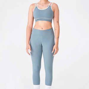 Ensemble de yoga pour femmes tendance, solide, à séchage rapide, écologique, respirant, vêtements de sport pour l'exercice, le Pilates, doux, sans couture, 2 pièces - Product Image 2