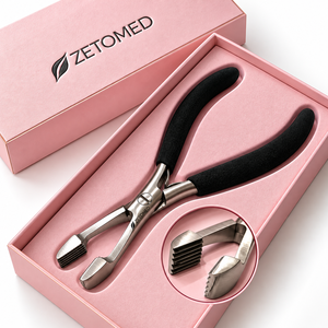 Pinzas Profesionales Anguladas de Mandíbula Plana para Extensiones de Cabello, Herramienta de Acero Inoxidable para Extensiones de Cabello para Uso en Salón |   Zetomed Pro - Product Image 4
