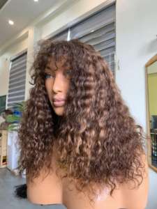 Alta calidad HD encaje color Curl Glueless pelucas de cabello humano trama única máquina trama DHL al por mayor con envío de la gota - Product Image 5