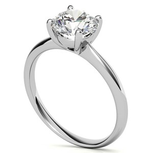 Anillo de compromiso de moissanita de 1 quilate con corte brillante redondo, anillo solitario de boda, anillo llamativo de oro blanco macizo de 14K - Product Image 4