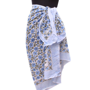 Pareo de Algodón Estampado a Mano para Mujer |   Pareo de Playa Floral Hecho a Mano |   Pario de estilo tradicional indio. - Product Image 1