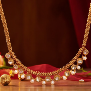 Kasumala Brass Gold Plated Boho Body Chain with Quartz and Pearl for Women's Wedding and Party - Product Image 3