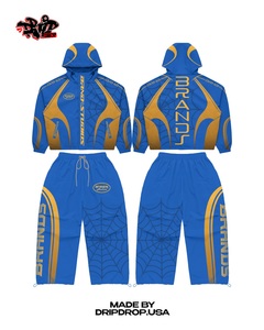 Purple Gold Brand Studios Spider Web Tracksuit Set | Oversized <b>Zip</b> Hoodie & Jogger Pants | Streetwear Matching Set OEM - Product Image 2