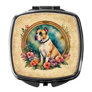 American Staffordshire Terrier Flowers Compact Travel <b>Makeup</b> <b>Mirror</b> Women/Girls Folding Handheld Pocket Decorative <b>Mirror</b> Great - Product Image 1