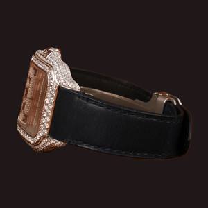 New Luxurious <b>Black</b> Designer Band Round Cut Moissanite Diamond Square Dial Glass Display Analog Wristwatch for <b>Man's</b> - Product Image 2