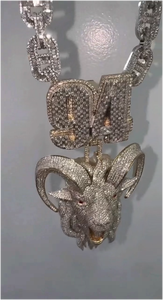 จี้ห้อยคอรูปหัวแพะ 3 มิติ สไตล์ฮิปฮอป ประดับเพชรโมอิสซาไนต์ ชุบทองคำแท้ S925 ผ่านการทดสอบเพชร ได้รับการรับรองจาก CONCEPTION GRA  แบบสั่งทำพิเศษ - Product Image 6