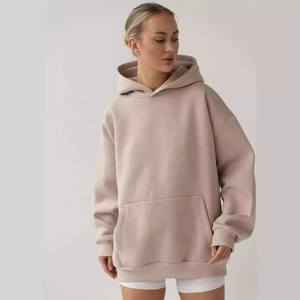 Sweat-shirt à capuche pour femme, coupe oversize, épaules tombantes, style pull, coton épais, streetwear - Product Image 2