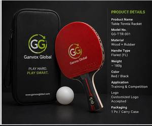 Paleta de tenis de mesa de madera roja con goma de espinillas externas, alto giro, alto control, mango ligero para entrenamiento y competición - Product Image 3