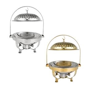 Round Stainless Steel Chafing Dish Hanging Hook Dome Lid Non-Stick <b>Oven</b> Safe 33cm Diameter Buffet Food Warmer for Hotel Catering - Product Image 4