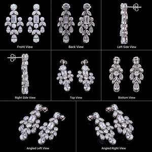 Pendientes de Oro Blanco 100% Puro con Diamantes Cultivados en Laboratorio, Diseño de Cascada, Chapados en Rodio, Regalo de Compromiso, Clásicos para Bodas y Fiestas - Product Image 4
