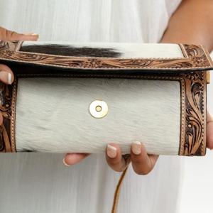 กระเป๋าหนังสะพายข้างพิมพ์ลายสัตว์แนววินเทจสำหรับผู้หญิงทำด้วยมือแนววินเทจแนวชนเผ่าตะวันตกแบบสะพายไหล่แฟชั่นแบบพกพาสำหรับฤดูหนาว - Product Image 5